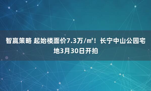 智赢策略 起始楼面价7.3万/㎡！长宁中山公园宅地3月30日开拍